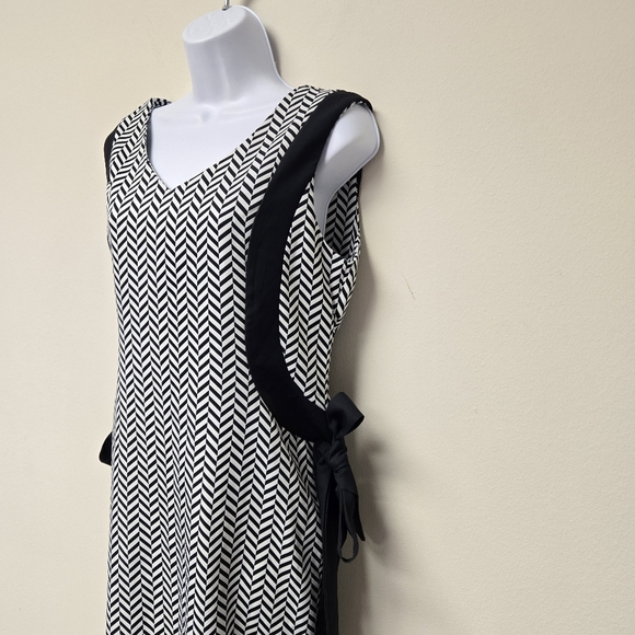 H Han Queen Chevron Side Bows Dress Black and White XL - Picture 3 of 7